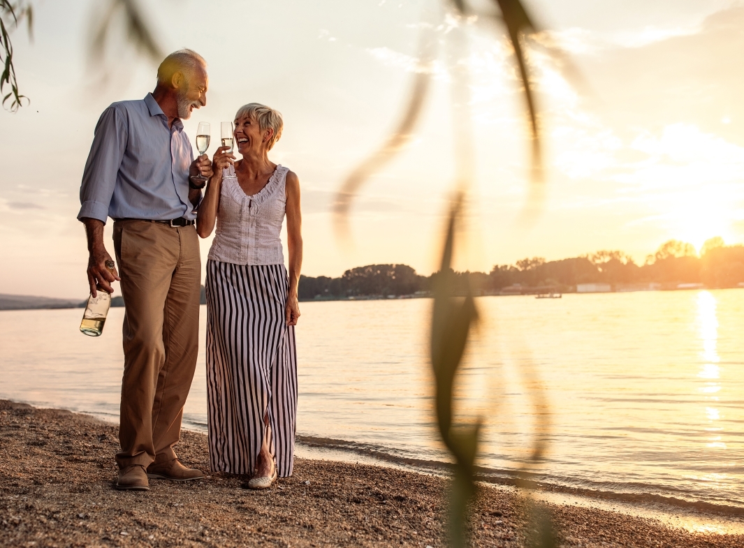 couple at beach at sunset